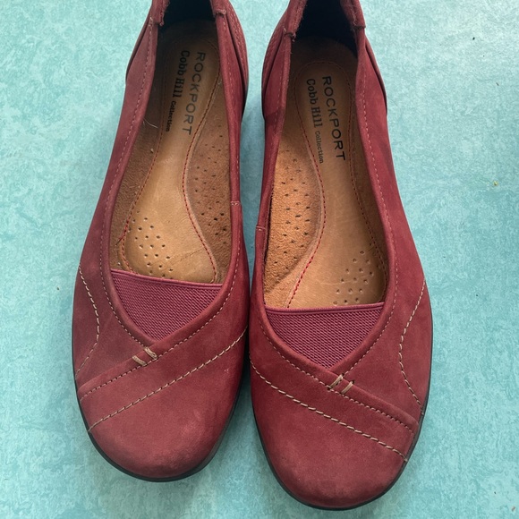 Rockport Shoes - Rockport Cobb Hill Lizzie Burgundy Red Leather Comfort Ballet Flats Shoes Size 6